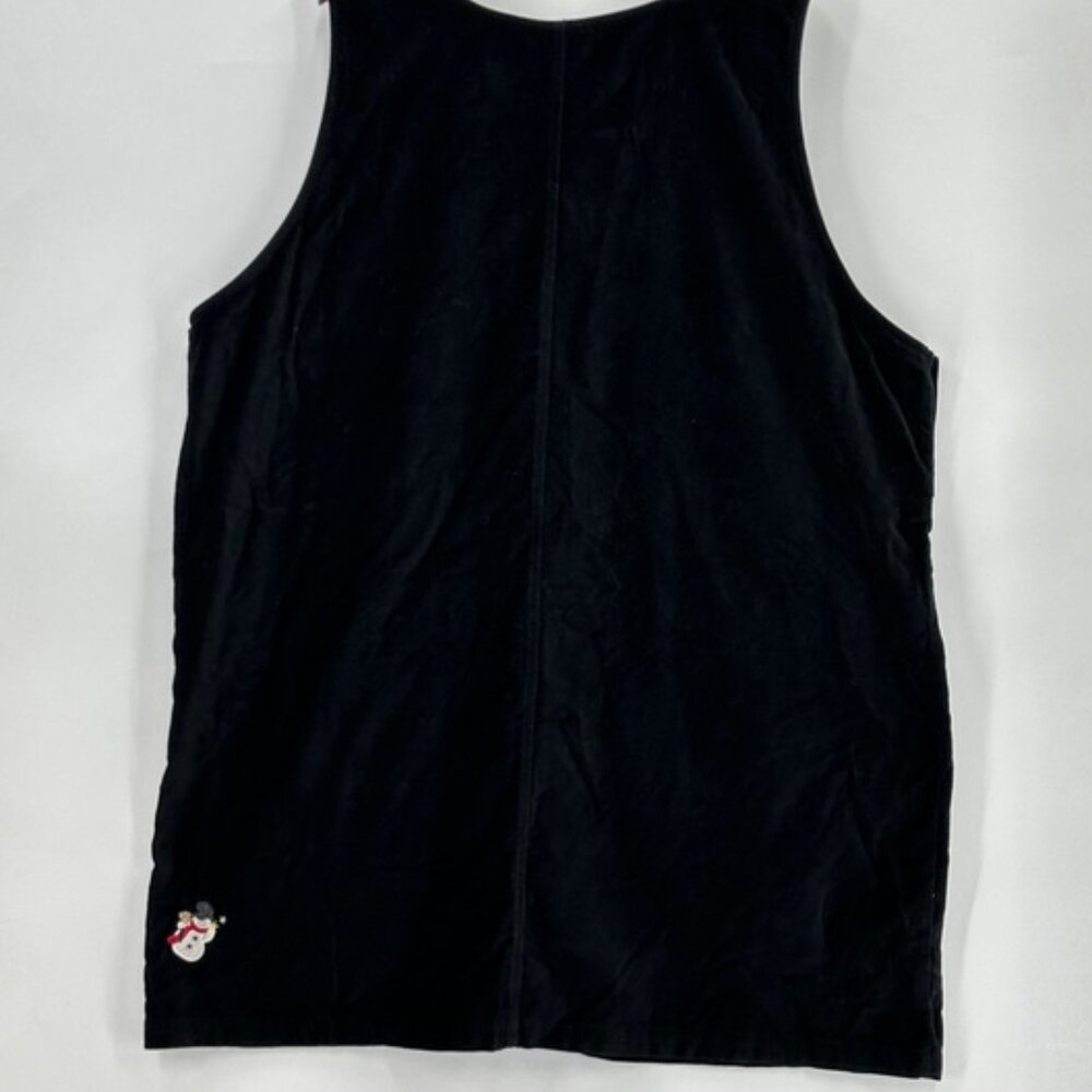 Women's Velvet Snowman Rhinestone Black